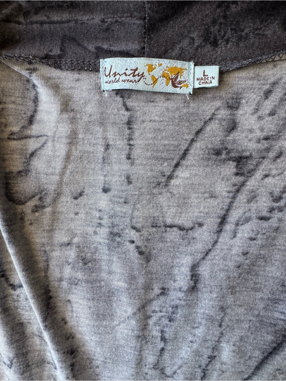 Unity World Wear Gray Marble-Effect Open Cardigan-size L - Picture 10 of 10